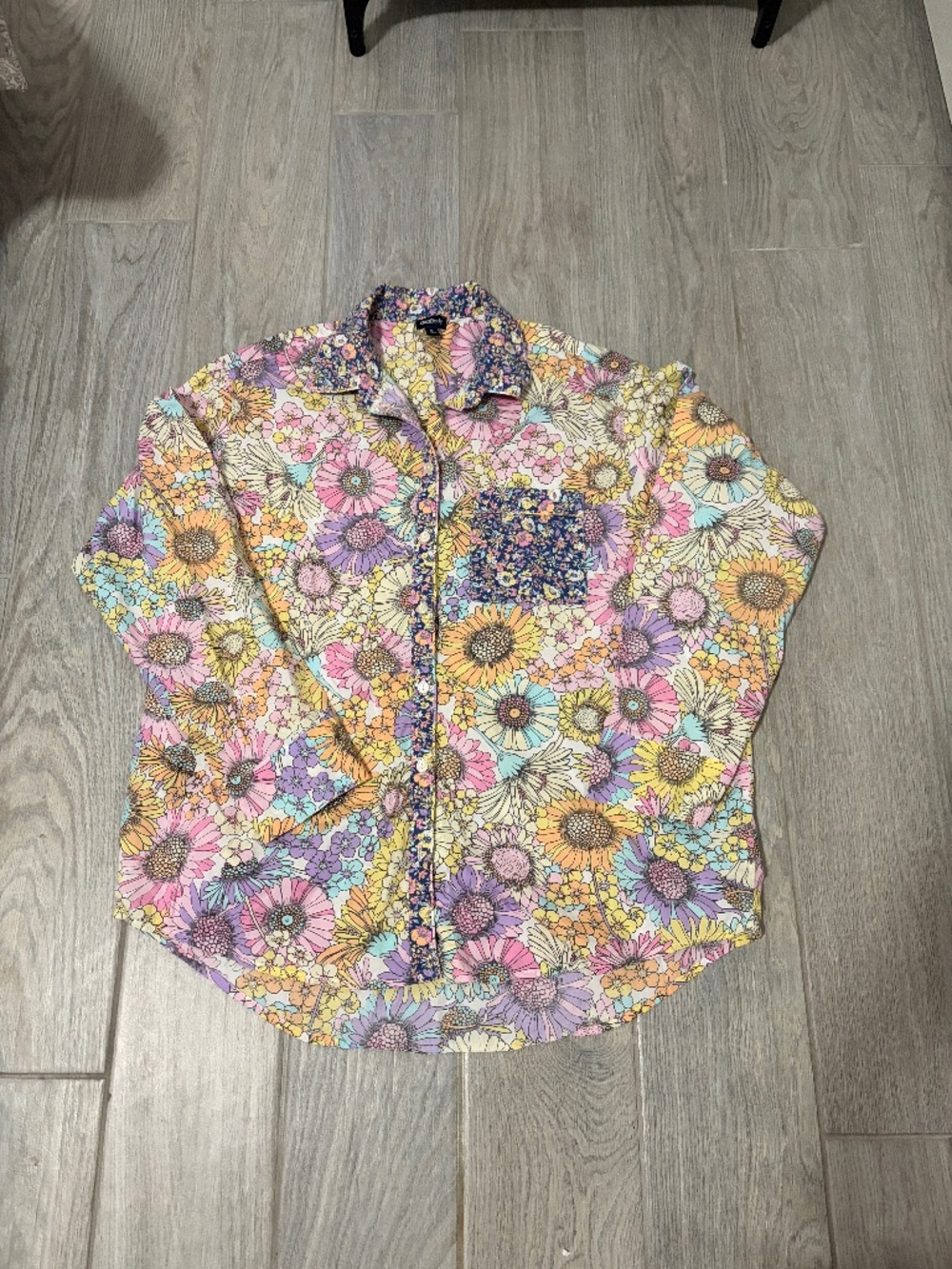 NWOT! Women's Gap Body Pastel Floral Oversized Boyfriend Sleep Shirt - SMALL